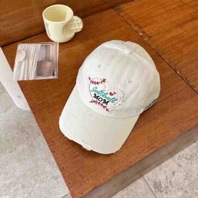 Women's Distressed Heart-Embroidered Baseball Cap Kalsten