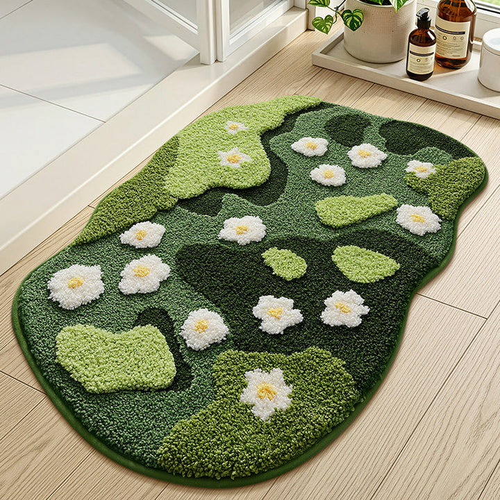 Floral Embellished Indoor Bath Mat Kalsten