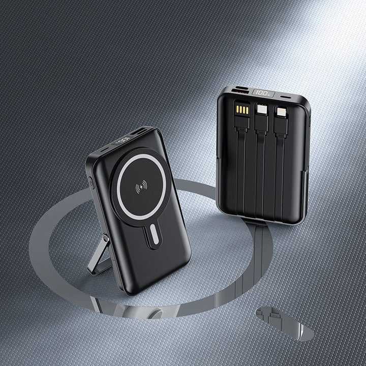 Portable power bank with integrated charging cable and wireless charging function Kalsten