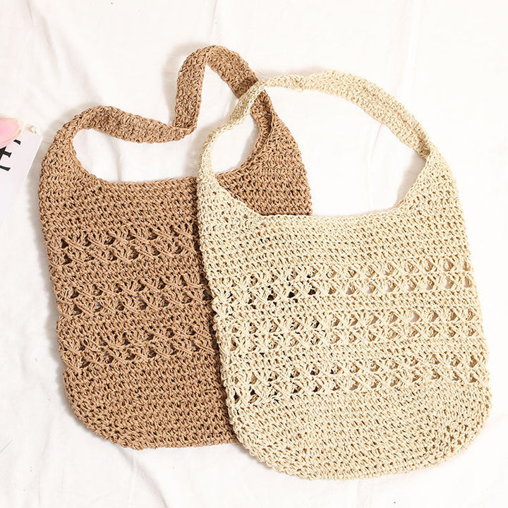 Crocheted shoulder bag with decorative hole pattern Kalsten