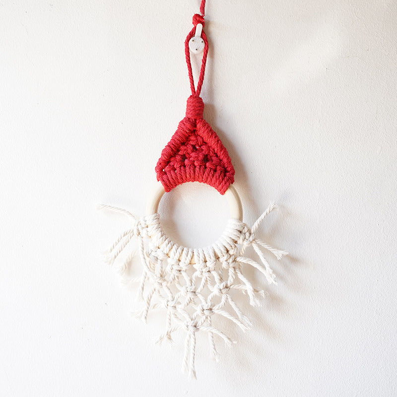 Macramé Decorative Wall Hanging with Circular Wooden Ring Acalora