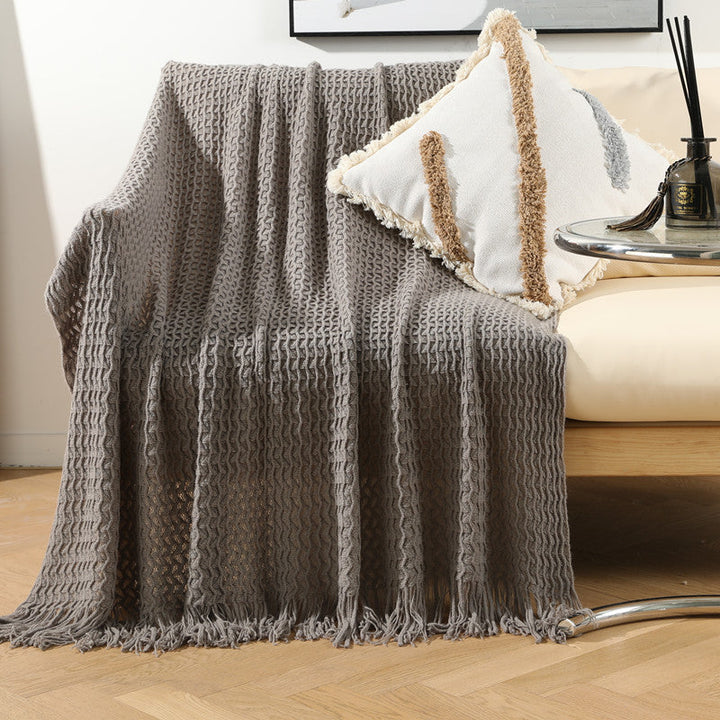 Women Luxurious Knit Blanket with Fringes Kalsten