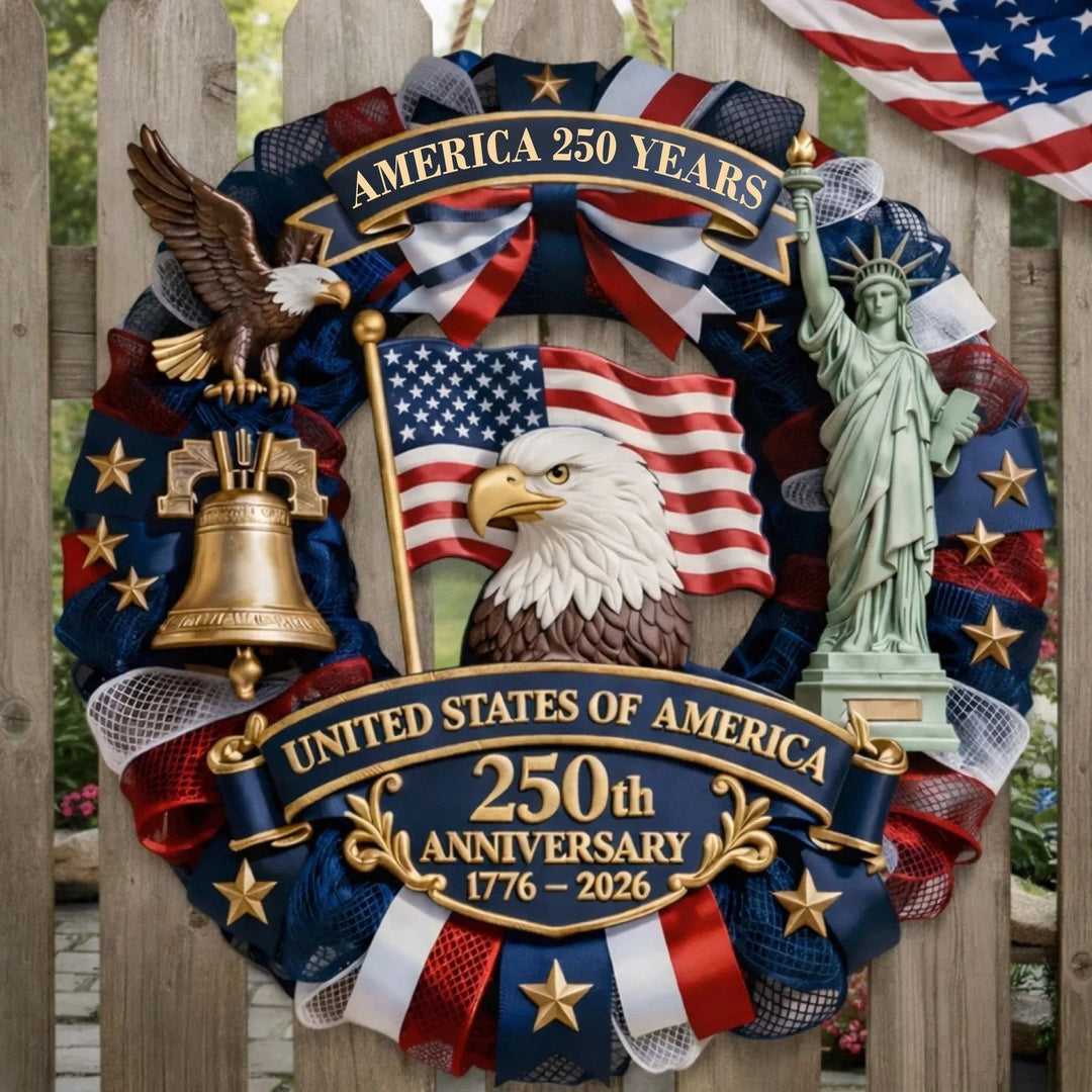 Unisex nan Patriotic Americana Heart Flag Wreath with Ribbon Mesh, Wooden Heart Cutout and Star Accent Bowlsift Kalsten