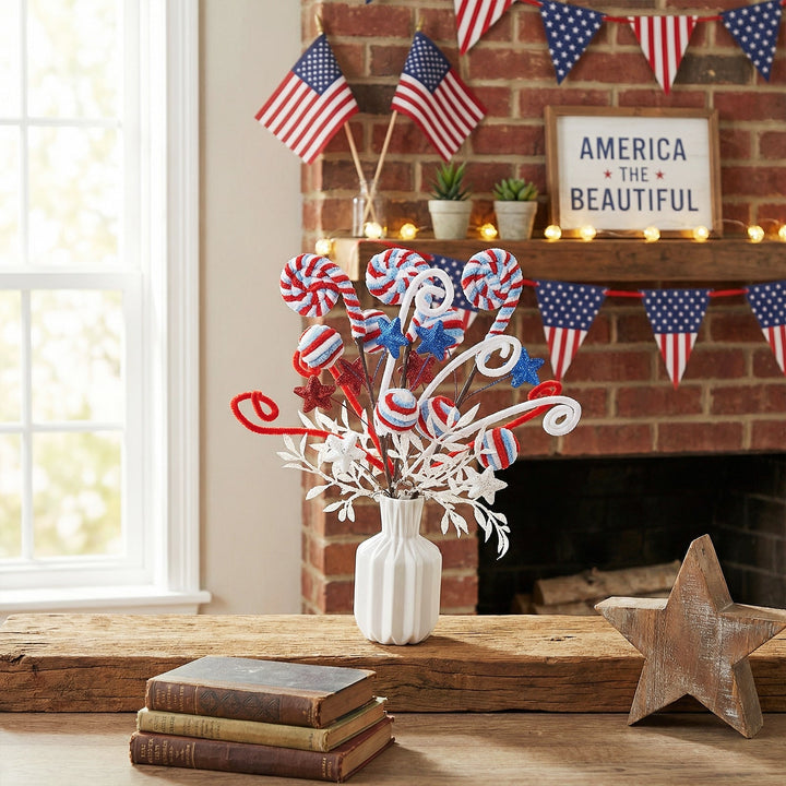 Unisex nan decorative floral pick with padded balls and glitter stars Kalsten