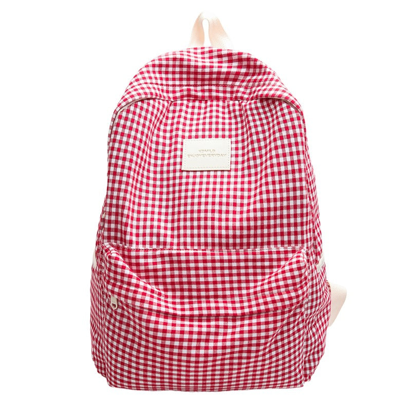 Checked Design Casual School Backpack Kalsten