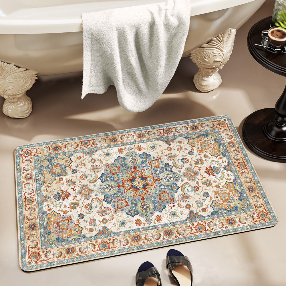 Elegant Vintage Floral Bath Mat Acalora