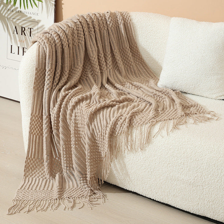 Women's stylish living room throw blanket with fringe pattern Kalsten