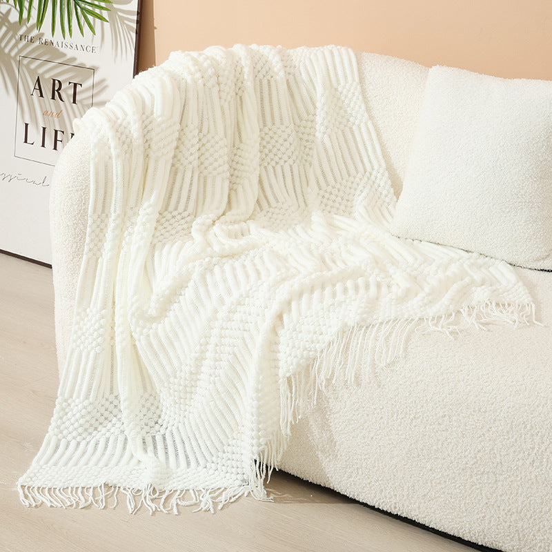 Women's stylish living room throw blanket with fringe pattern Kalsten