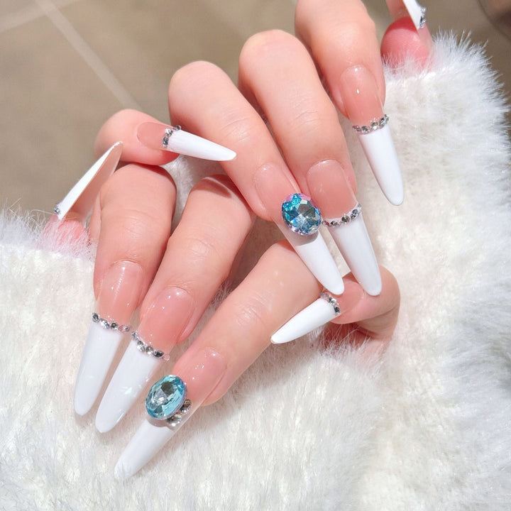 Luxury Rhinestone-Accented Stiletto Press-On Nail Art Kalsten