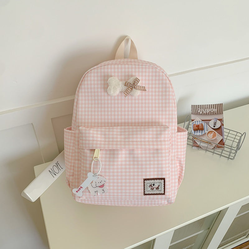 Adorable Character-Themed Grid School Backpack