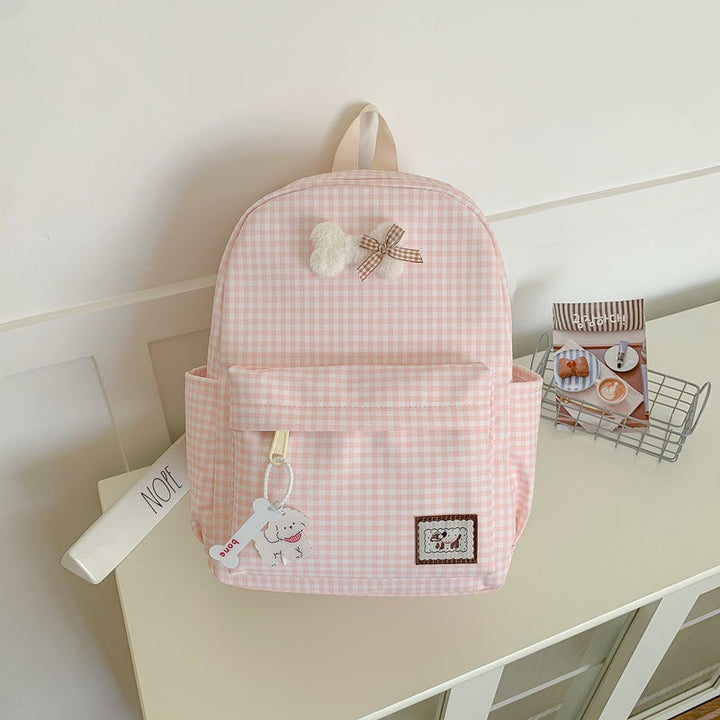 Adorable Character-Themed Grid School Backpack
