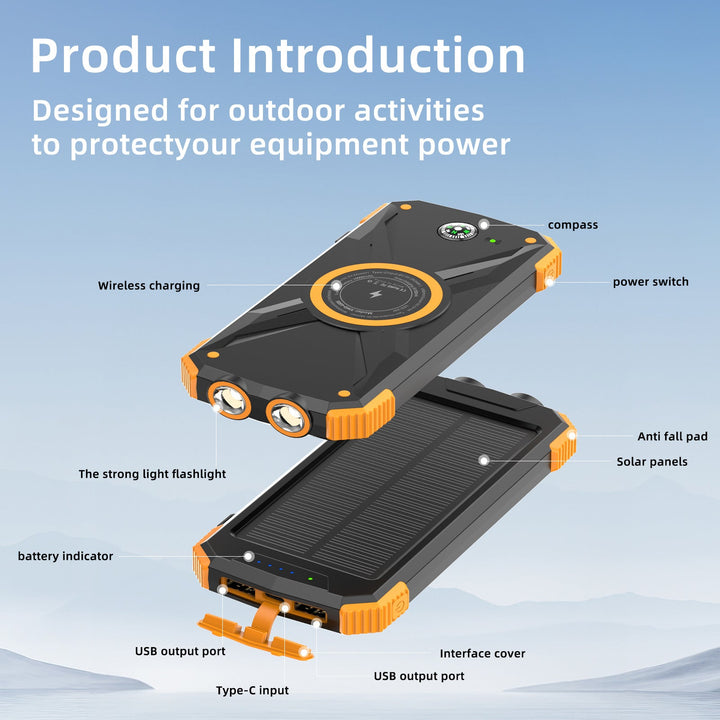 Solar-powered power bank with integrated compass and LED light Kalsten