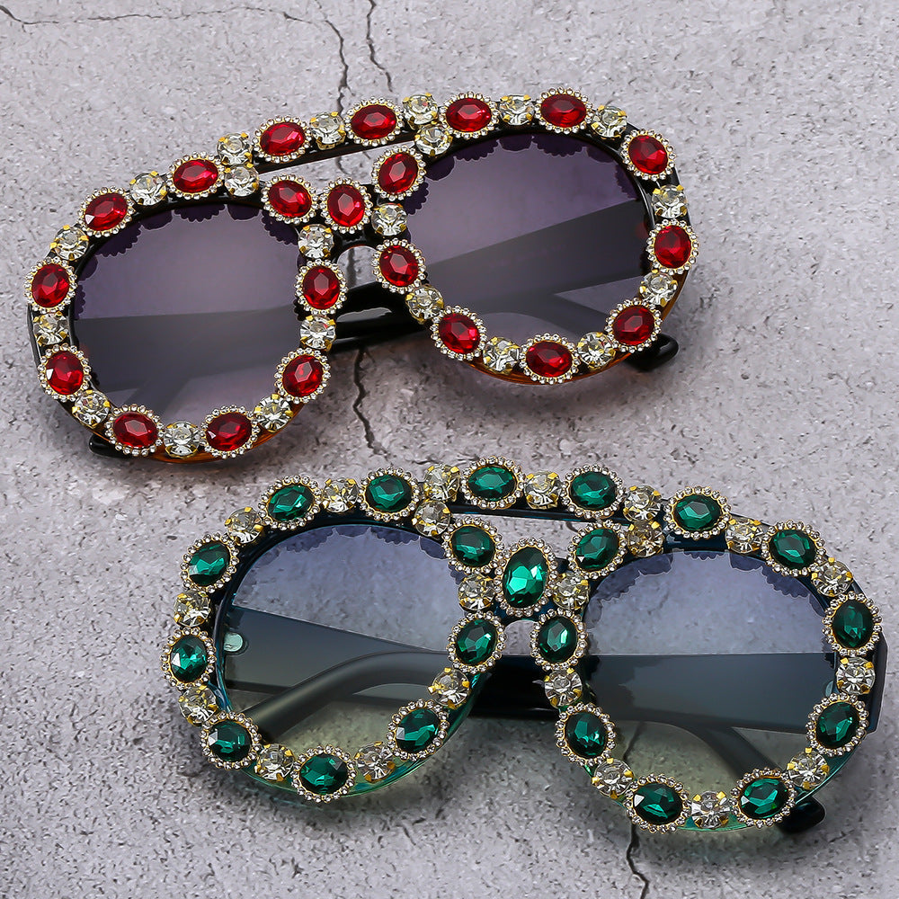 Ladies Glamorous Statement Sunglasses with Eye-Catching Crystal Frame Kalsten