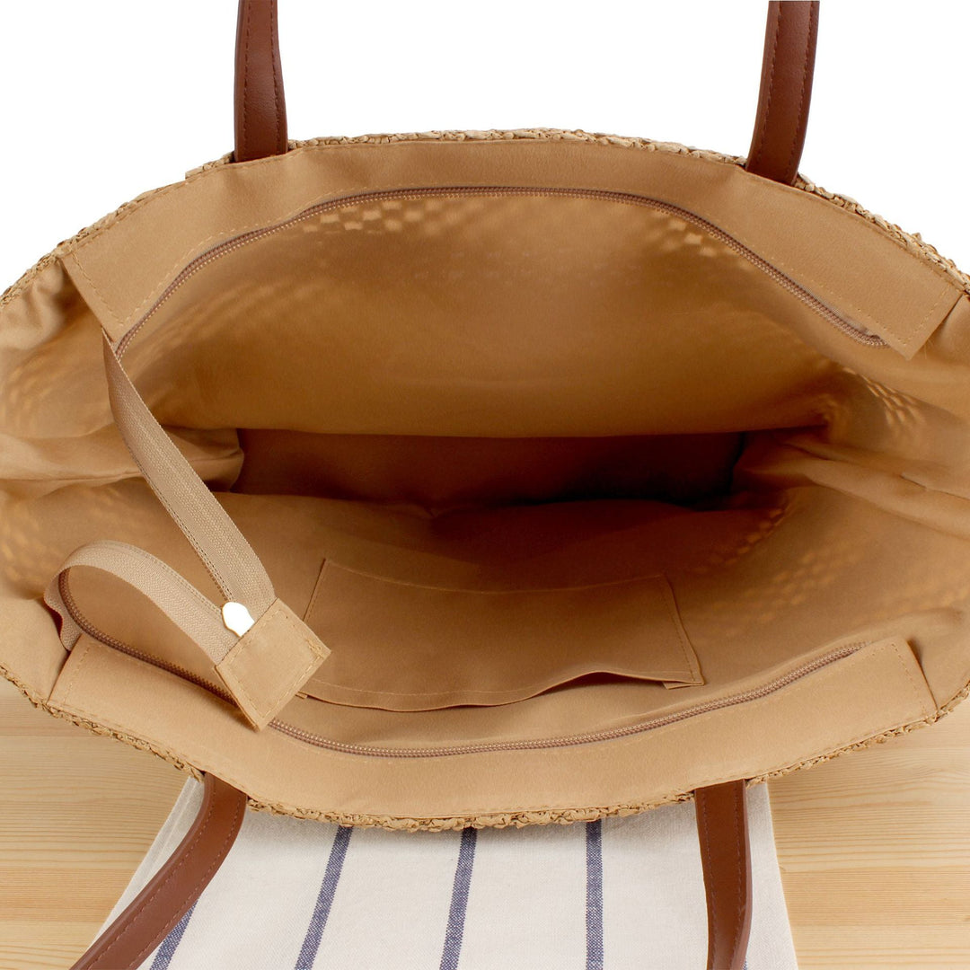 Elegant Bast Beach Bag with High-Quality Faux Leather Handles Kalsten