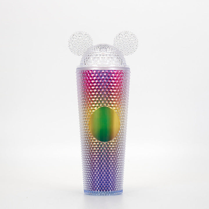 Studded Textured Reusable Tumbler With Decorative Ear-Top Screw Lid