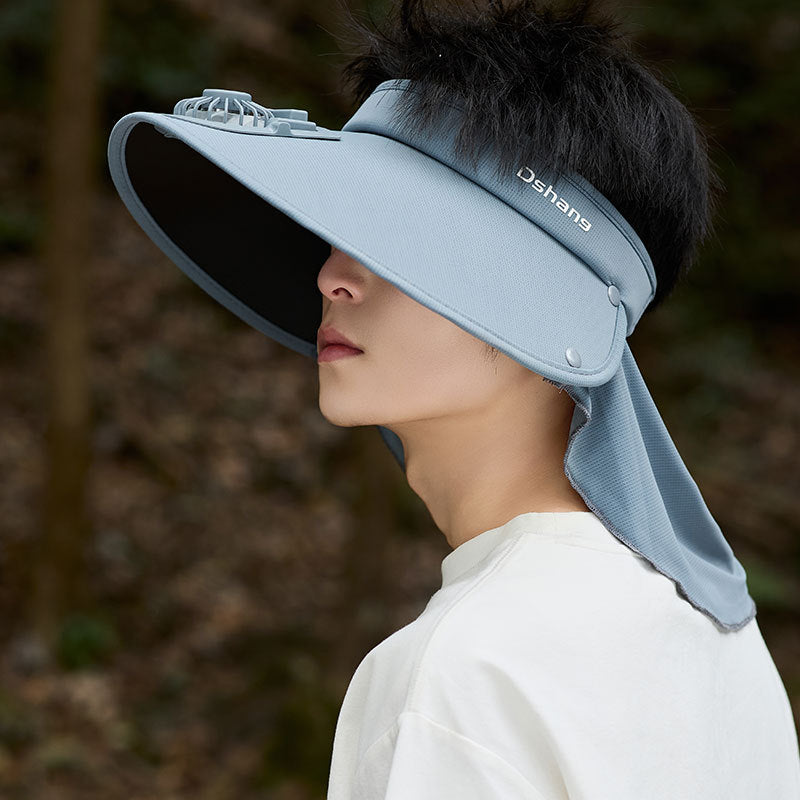 Large UV Protection Sun Visor with Removable Mini Fan and Folding Neck Protection Kalsten