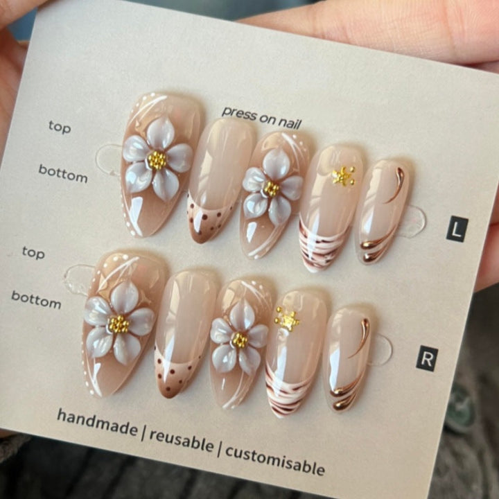 Elegant Floral Theme Press-On Nails Kalsten