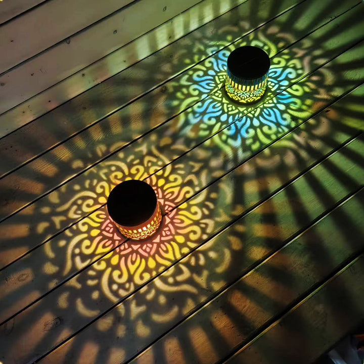 Decorative Solar Wall Lantern With Moroccan Cutout Projection Metal Outdoor Sconce Pair Kalsten