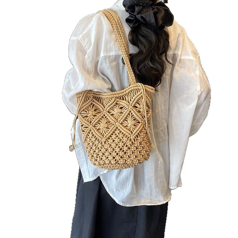 Hand-knotted synthetic fiber bag Kalsten