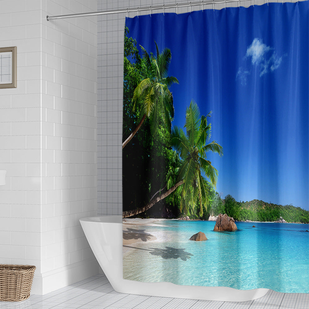 Tropical Beach Scene Shower Curtain Kalsten