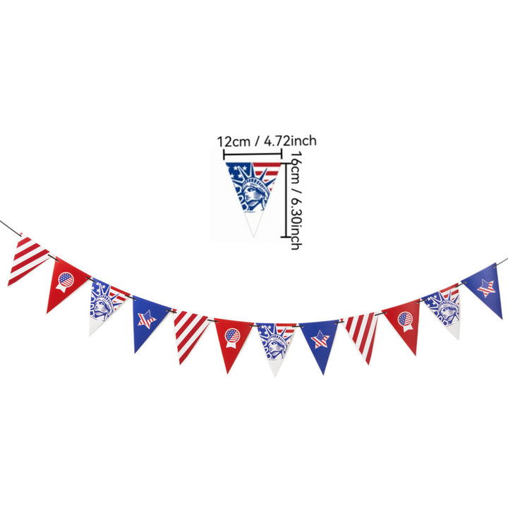 Unisex nan Patriotic Triangle Pennant Garland Outdoor Party Bunting Decoration with Weatherproof Plastic Flags Kalsten