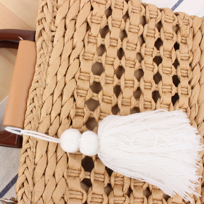 Woven tote bag with detachable faux leather strap Kalsten
