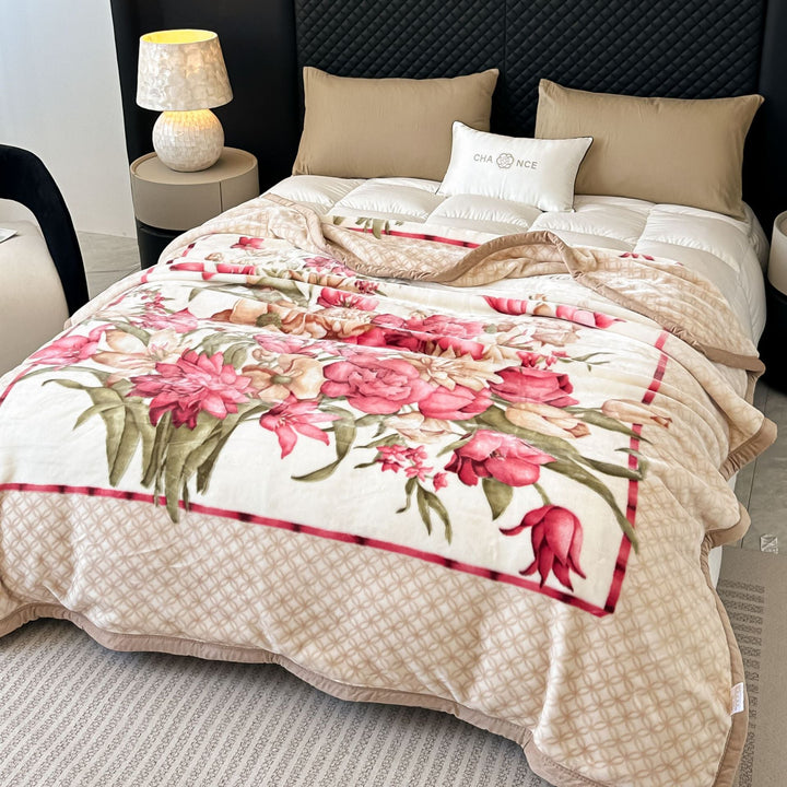 Floral Patterned Fleece Throw Blanket Kalsten