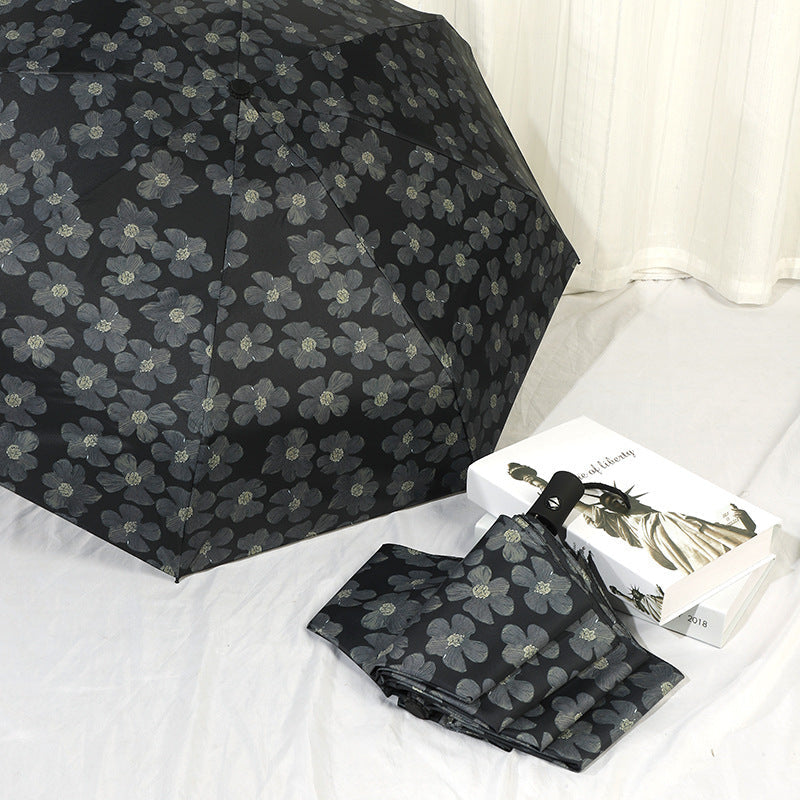 Ladies Mini Folding Umbrella with Elegant Floral Print Kalsten