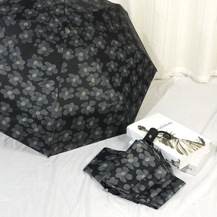 Ladies Mini Folding Umbrella with Elegant Floral Print Kalsten