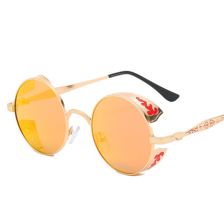 Ladies round sunglasses with luxurious gold frame and decorative elements Kalsten