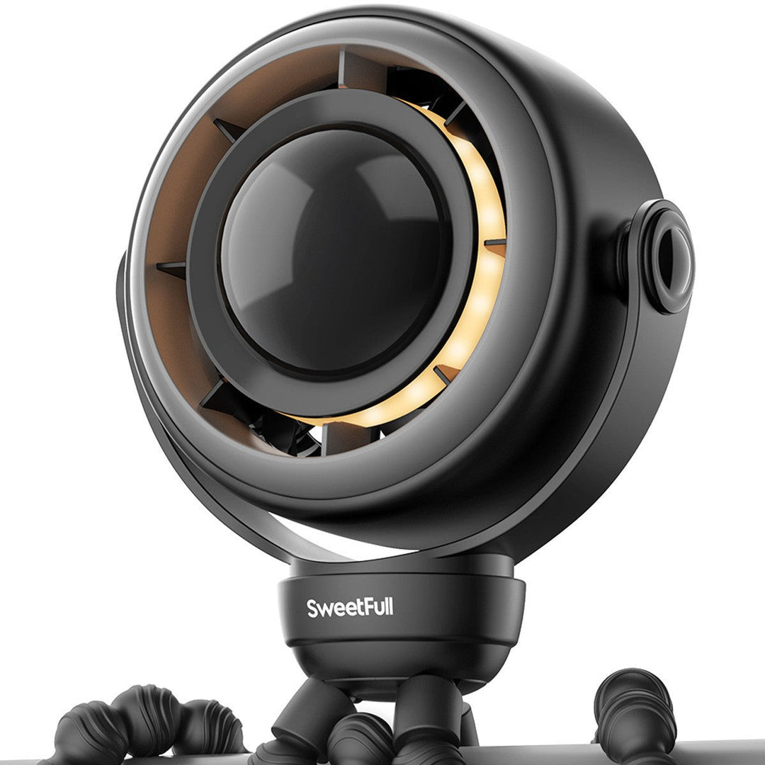 Unisex nano compact livestreaming camera with integrated ring light and flexible handlebar and tube mount Kalsten