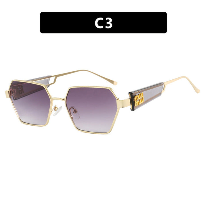 Ladies hexagonal sunglasses with elegant metal frame and protective lenses Kalsten
