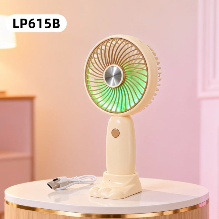 Ladies portable handheld fan with LED function and ergonomic design Kalsten