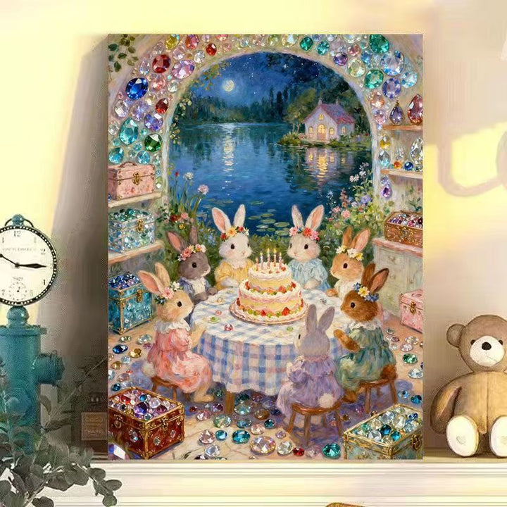 Whimsical Rabbit Scene Canvas Art Print Kalsten