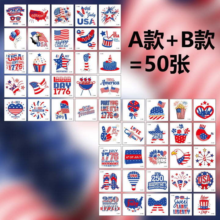 Unisex nan patriotic Party Sticker Collection with USA motifs on matte vinyl Kalsten