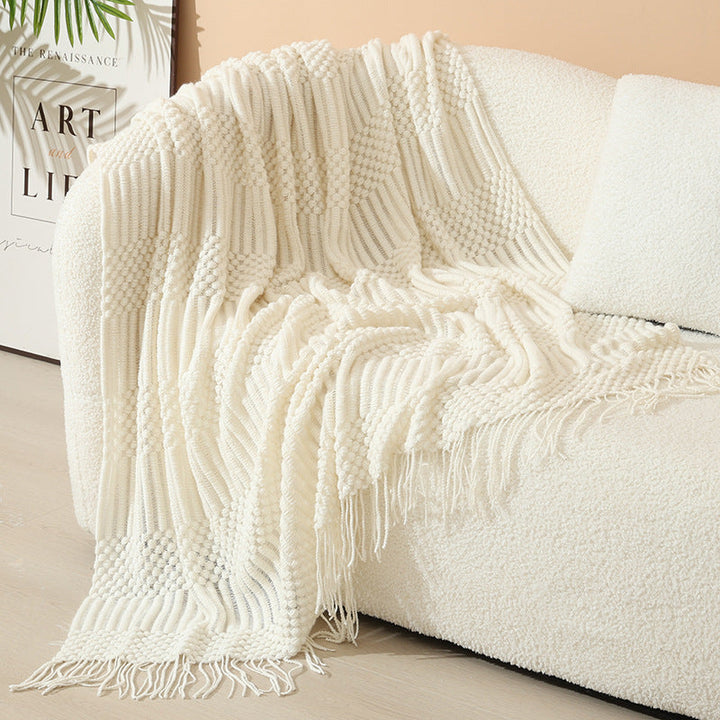 Women's stylish living room throw blanket with fringe pattern Kalsten