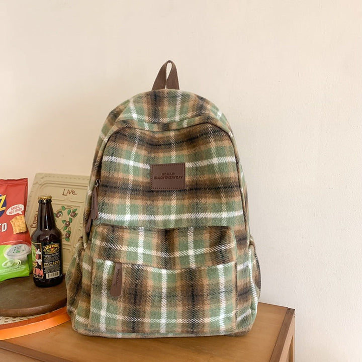 Functional Plaid School Backpack
