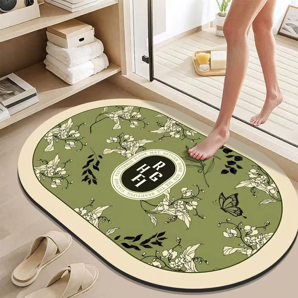 Artistic Floral Design Bath Mat
