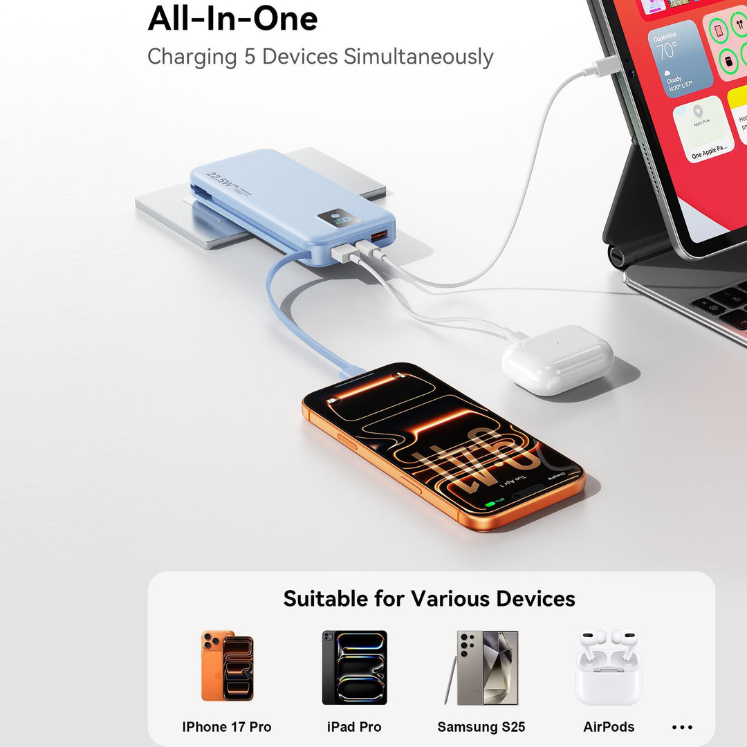 Power bank with digital LCD display and integrated charger Kalsten