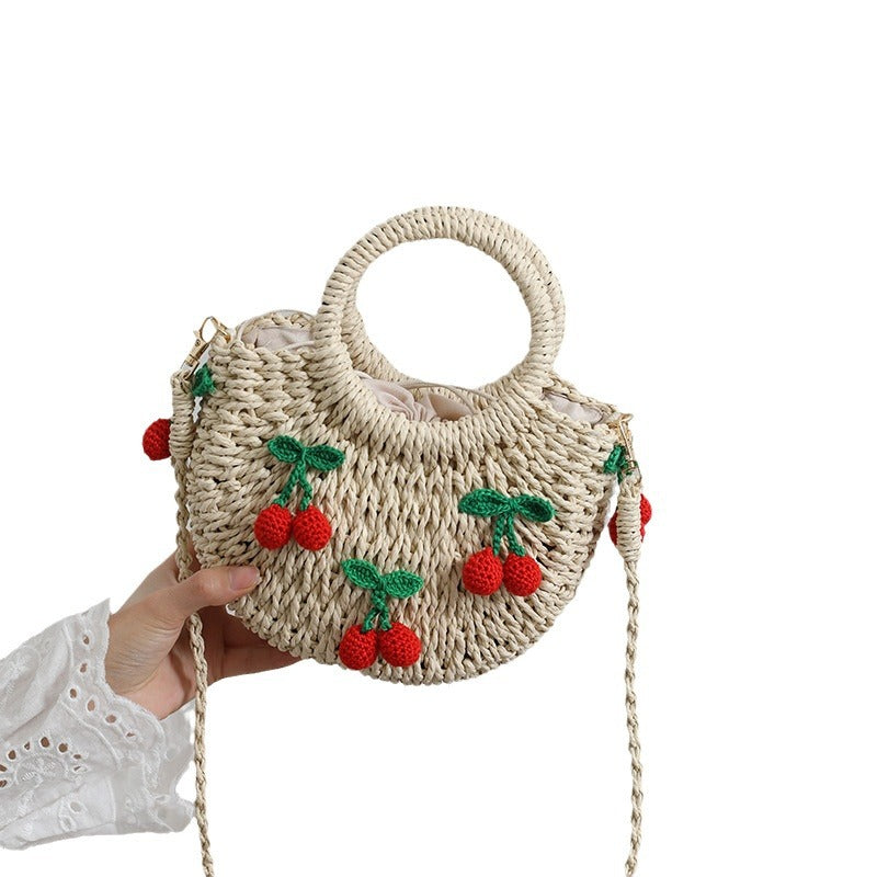Bast bag with cheerful strawberry motifs Kalsten