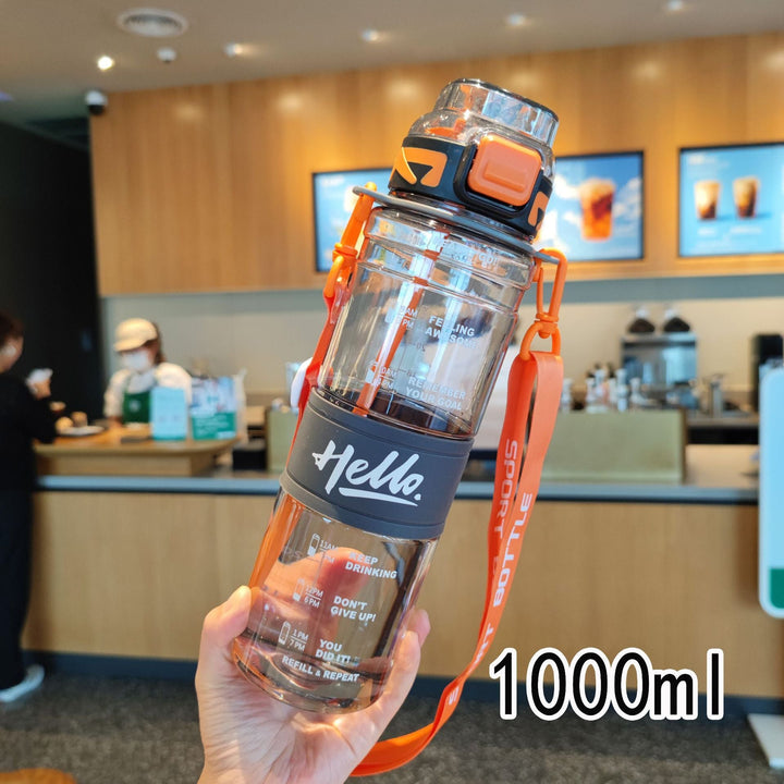 Women's large sports water bottle with motivational time markings Kalsten