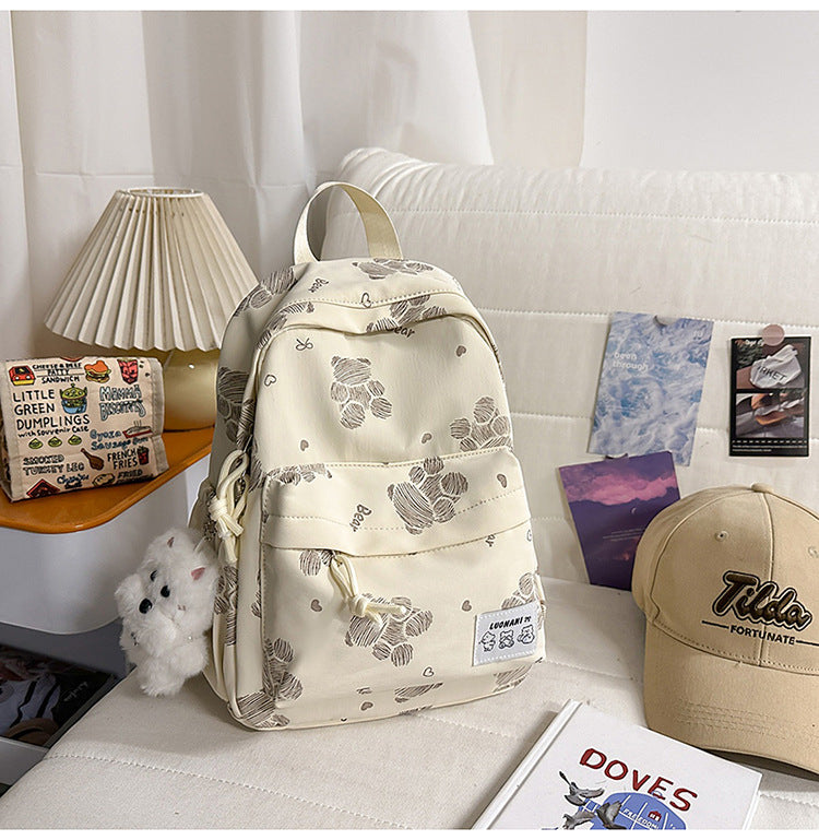 Cute Patterned Canvas School Backpack