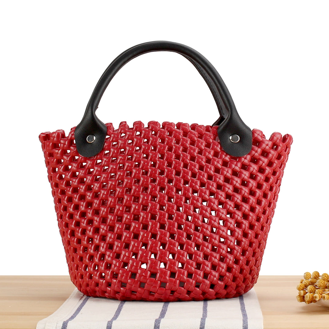 Braided shopping bag with practical leather handles Kalsten