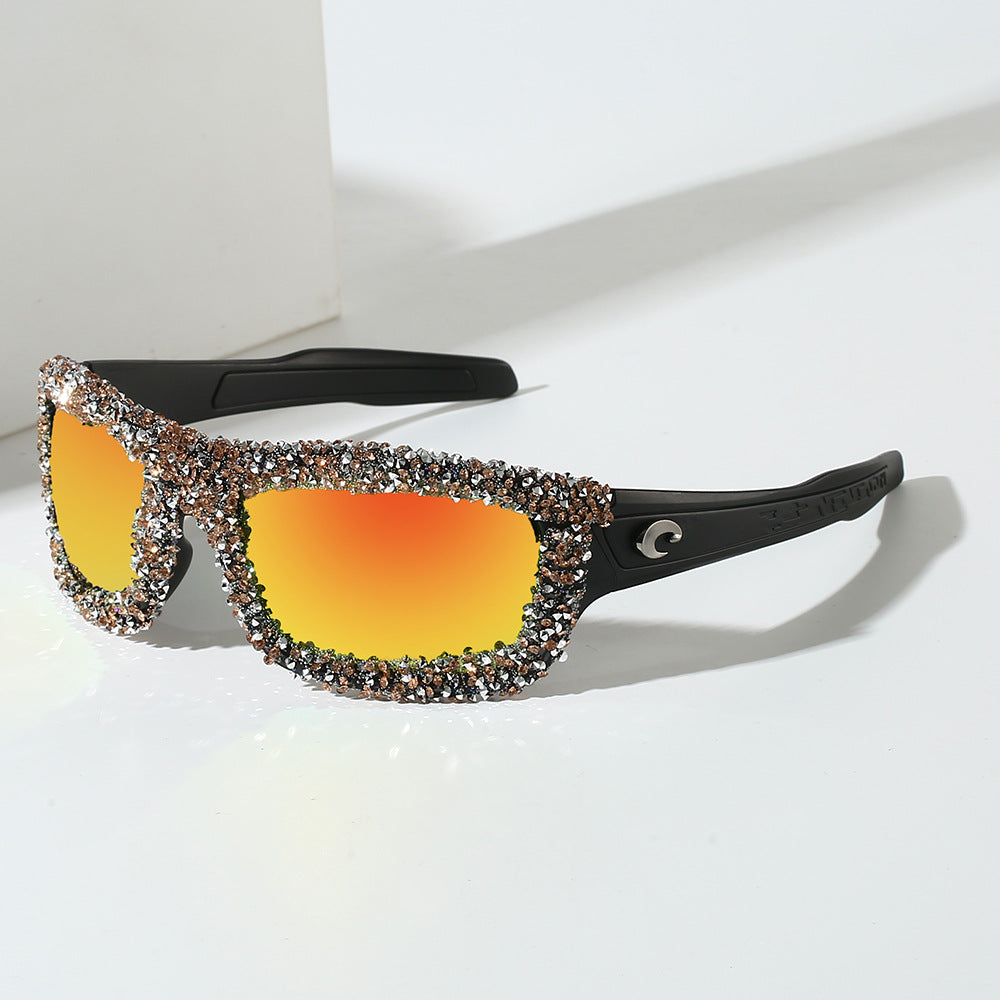 Women's sporty sunglasses with sparkling rhinestone frame Kalsten