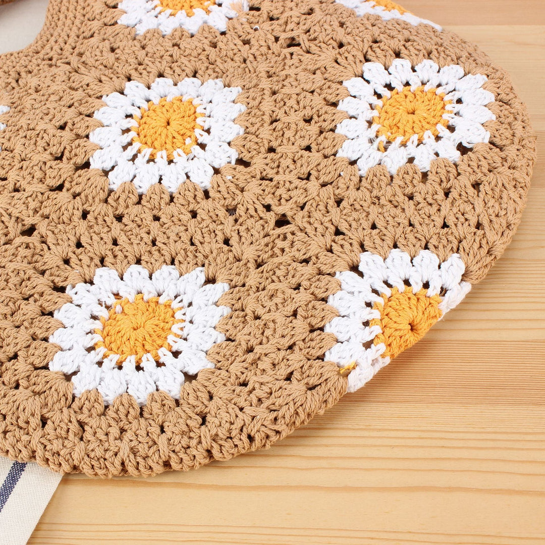 Handcrafted shoulder bag with floral crochet work Kalsten