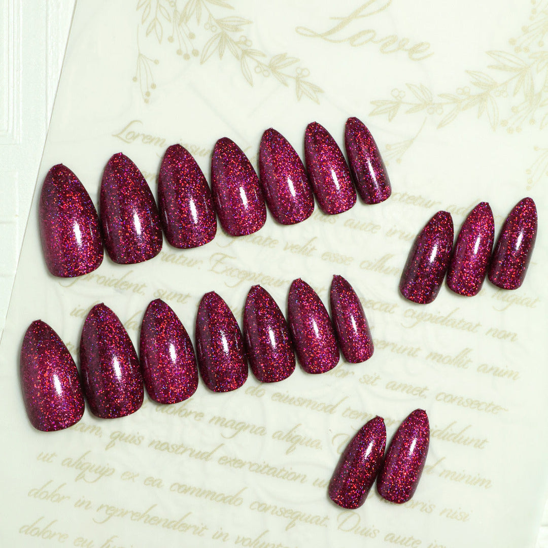 Glamorous Glittery Almond-Shaped Press-On Nails Kalsten