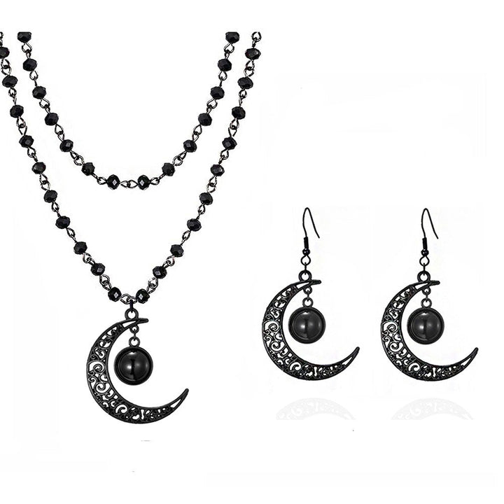 Layered Crystal Moon Jewelry Set Kalsten