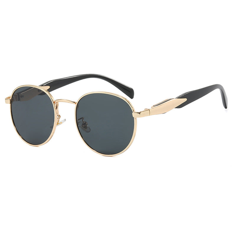 Women's round sunglasses with elegant golden frame and UV protection Kalsten