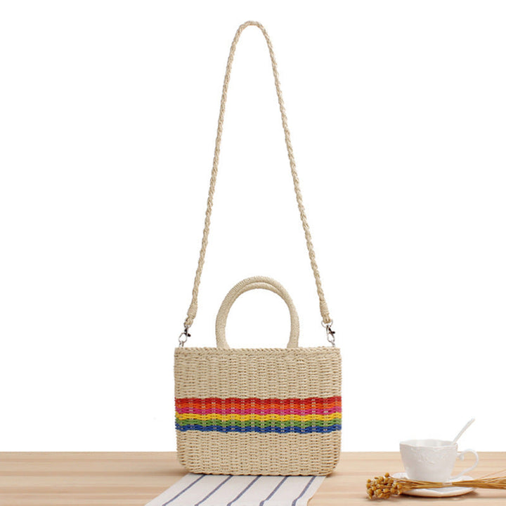 Braided shoulder bag with colorful striped design Kalsten