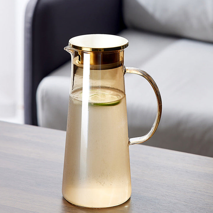 Ladies elegant glass jug with heat insulating lid Kalsten